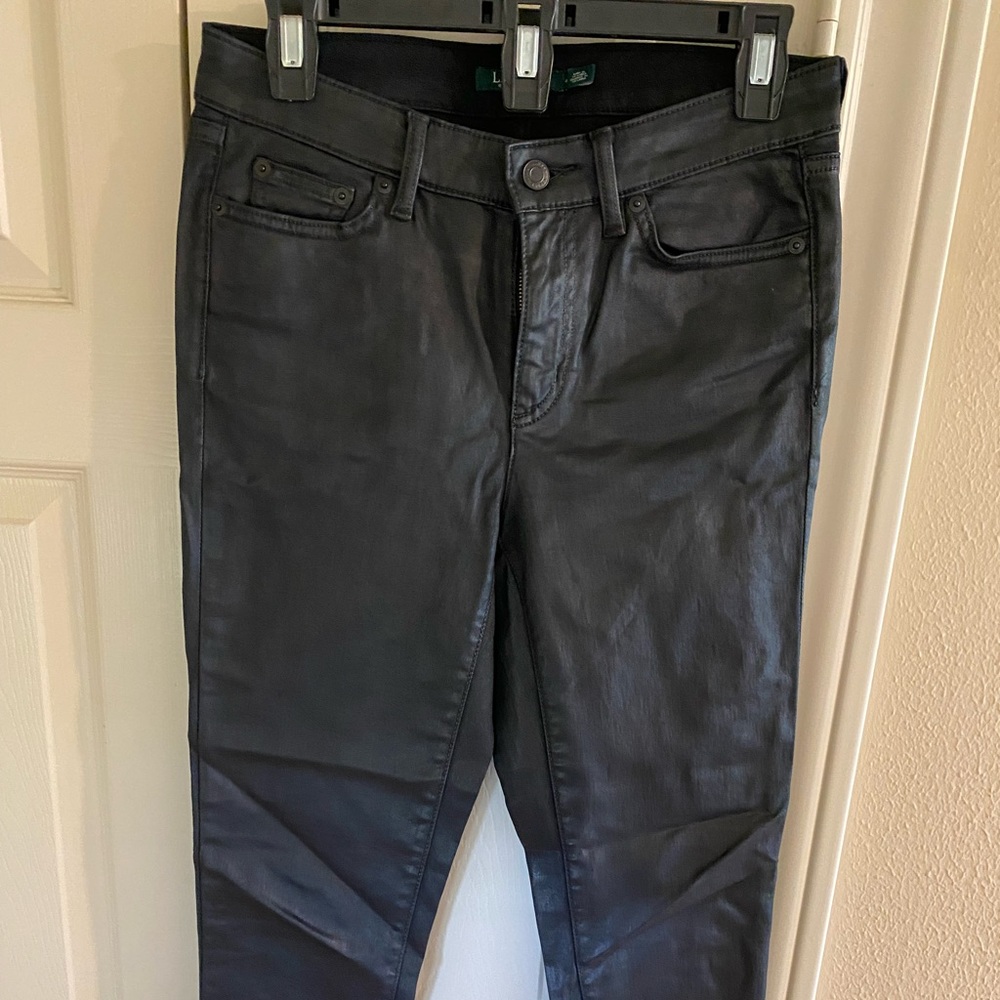 Ralph Lauren black shinny skinny jeans
